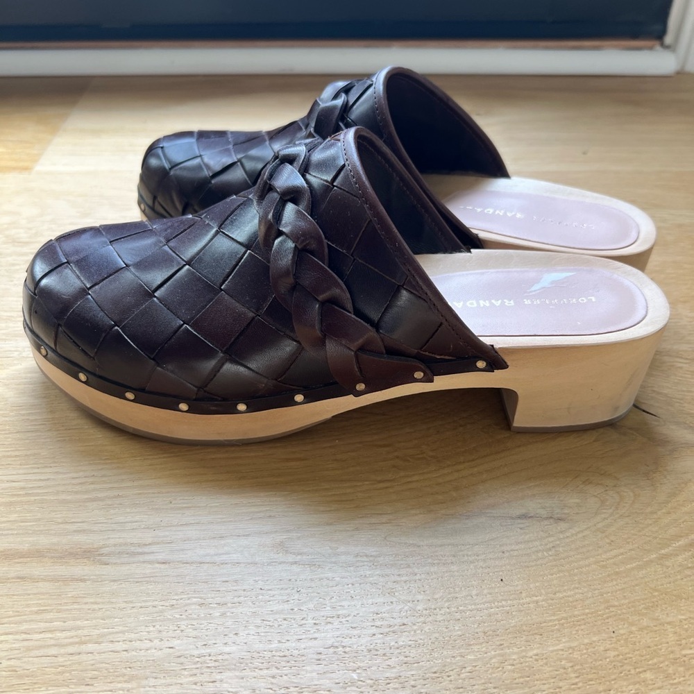 Loeffler Randall Polina Espresso brown woven clogs - Picture 3 of 7